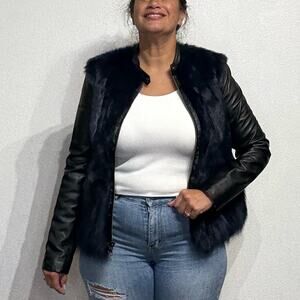 Ashley B Black Fur Jacket Sz M NWT